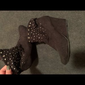 Black studded booties